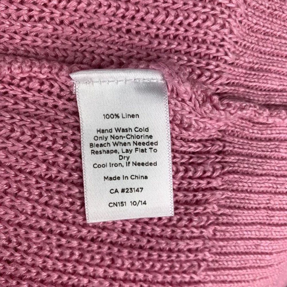 Talbots Woman Petites Open Front Pink‎ 100% Linen Cardigan Sweater Pockets 3XP - Picture 7 of 7